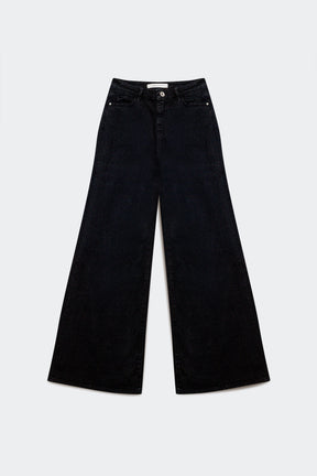 Jeans a fondo ampio in misto cotone nero