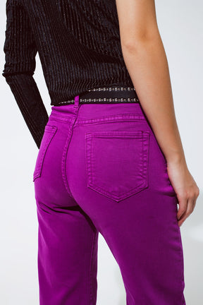Jeans a gamba ampia e taglio largo in lunghezza 3/4 viola