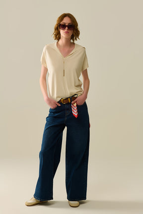 jeans a gamba larga con lavaggio scuro