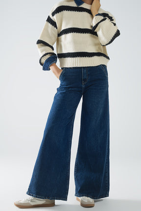Jeans a gamba super larga in lavaggio medio