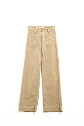 Q2 Jeans a gamba tesa in velluto a coste color cammello con tasche