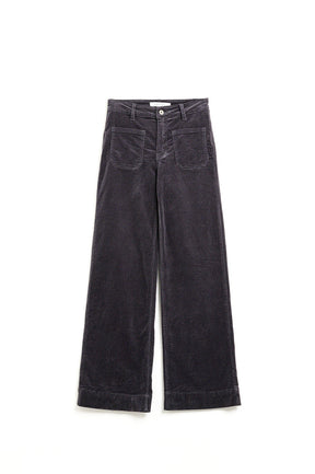Jeans a gamba tesa in velluto a coste grigio scuro con tasche