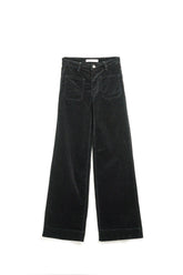 Q2 Jeans a gamba tesa in velluto a coste nero con tasche