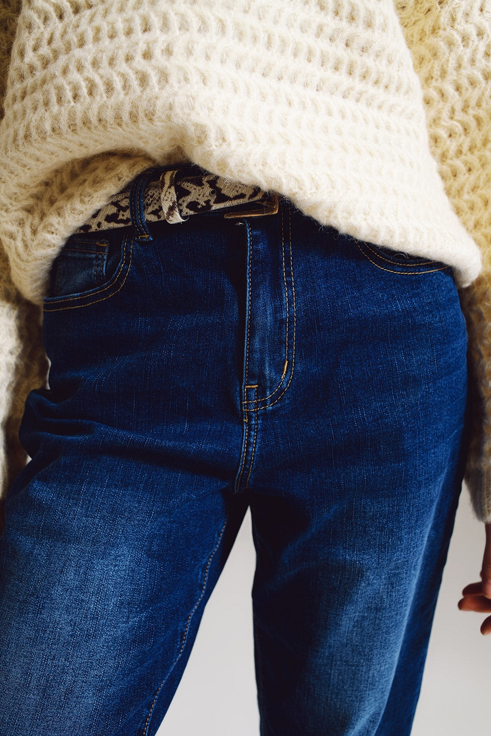 Jeans a vita alta in stile mom lavaggio medio