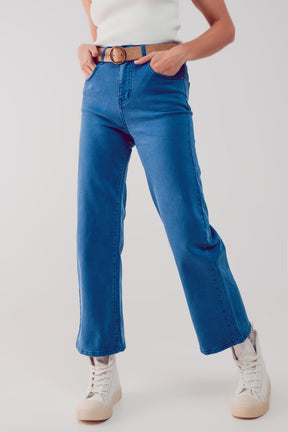 Jeans a Zampa alla Caviglia color blu