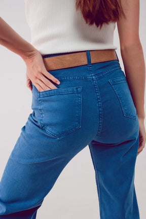 Jeans a Zampa alla Caviglia color blu