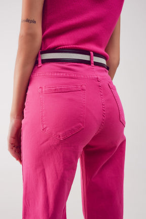 Jeans a Zampa alla Caviglia color fushia