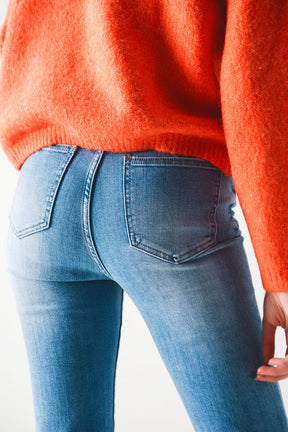 Jeans a zampa anni 70 a vita alta denim blu chiaro