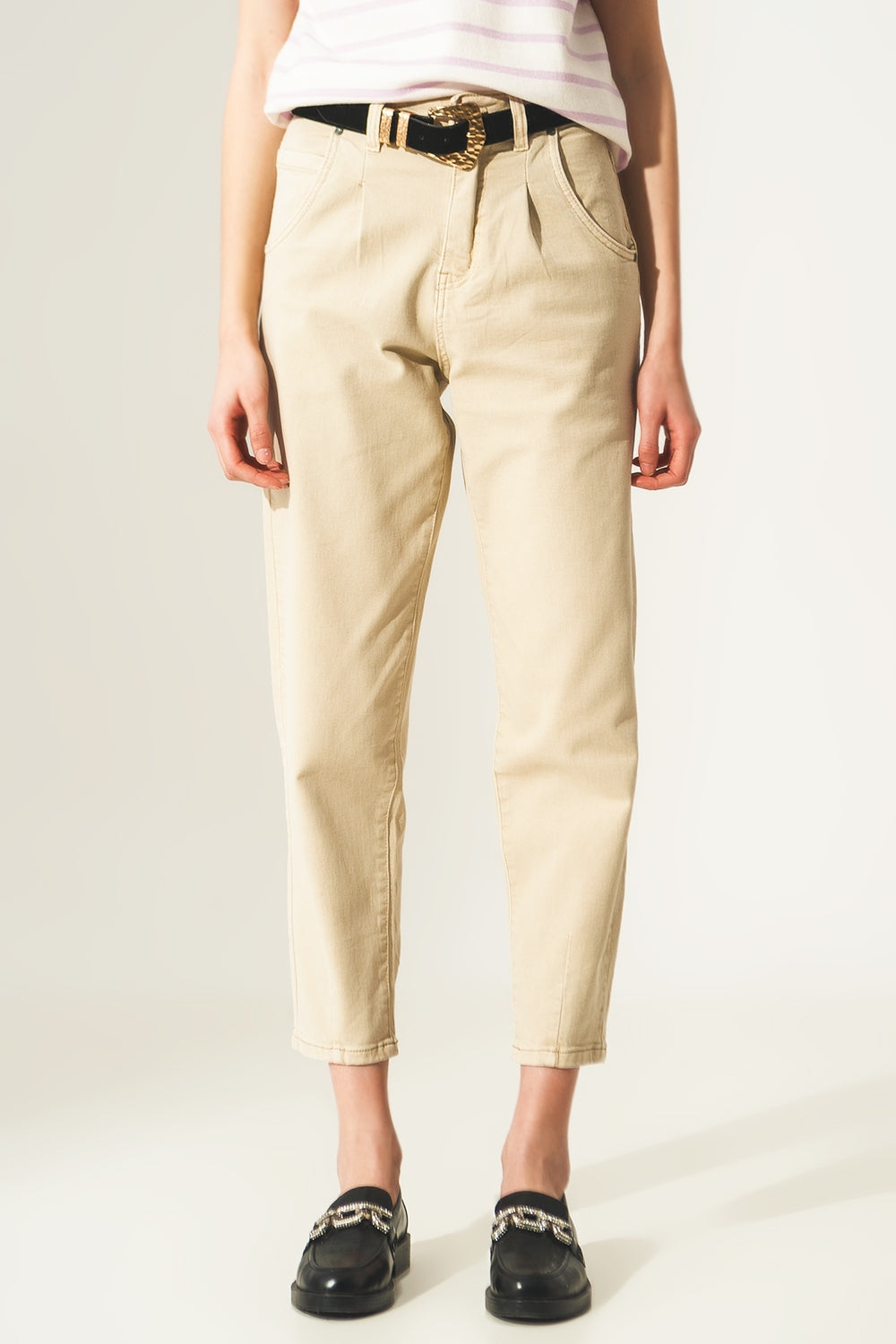 Jeans alla caviglia beige