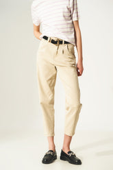 Q2 Jeans alla caviglia beige