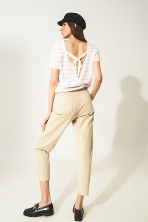 Jeans alla caviglia beige