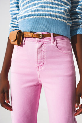 Jeans alla Caviglia color rosa chewing gum