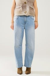 Q2 Jeans Bubble a gamba larga in lavaggio chiaro