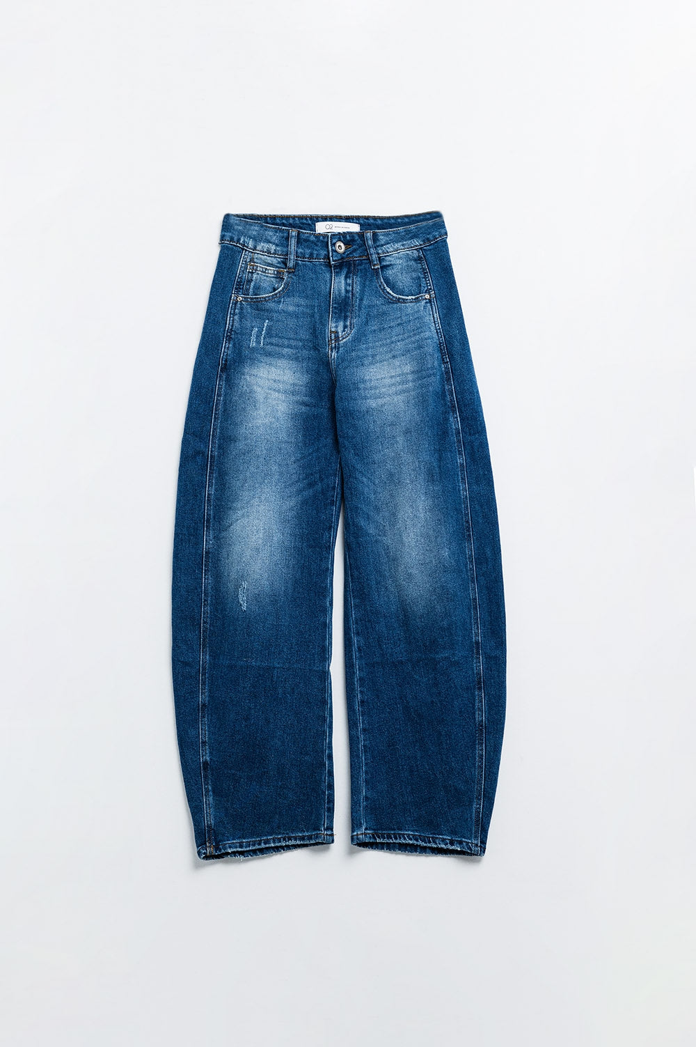 jeans con due cuciture laterali ed effetto palloncino