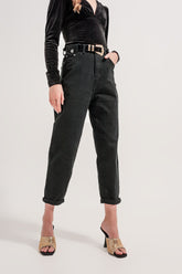 Q2 Jeans con taschino in vita nero