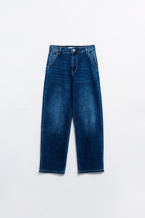 Jeans dal taglio dritto con tasche laterali in blu medio