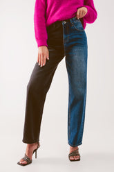 Q2 Jeans dritti con design color block