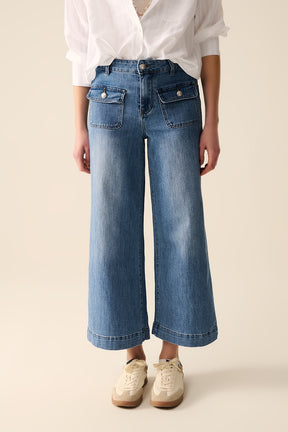 Q2 Jeans dritti con tasche posteriori sul davanti