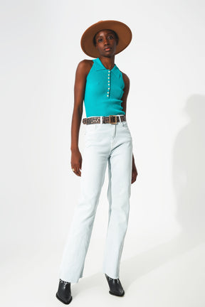 jeans elasticizzati in cotone blu chiaro