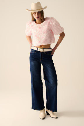 jeans in denim elasticizzati a gamba larga lavati scuri