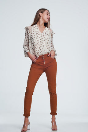 Jeans relaxed a 4 bottoni arancione