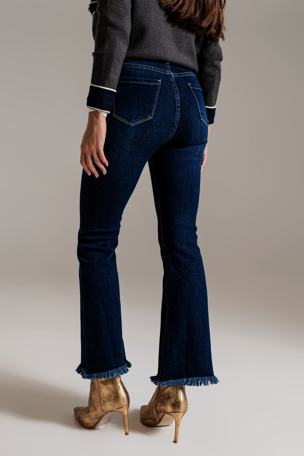 Jeans skinny a gamba svasata in blu scuro