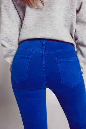 Jeans skinny a vita alta in blu electrico