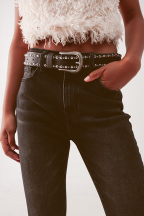 Jeans skinny a vita molto alta nero slavato