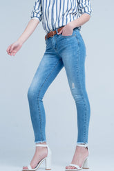 Q2 Jeans skinny blu lavaggio chiaro