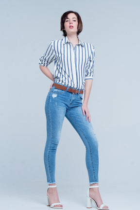 Jeans skinny blu lavaggio chiaro