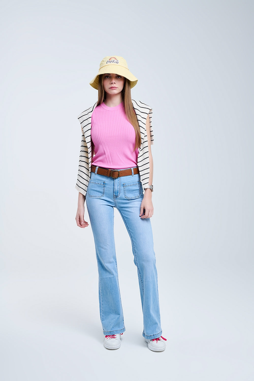 Jeans skinny con lavaggio chiaro e tasche frontali