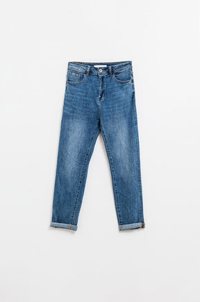 Jeans skinny elasticizzati con cinque tasche in lavaggio scuro
