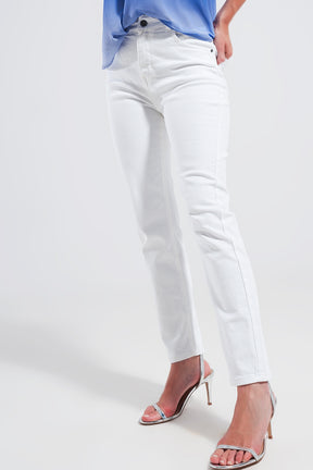 Jeans skinny in cotone elasticizzato bianco