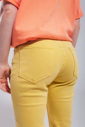 Jeans skinny in cotone elasticizzato giallo