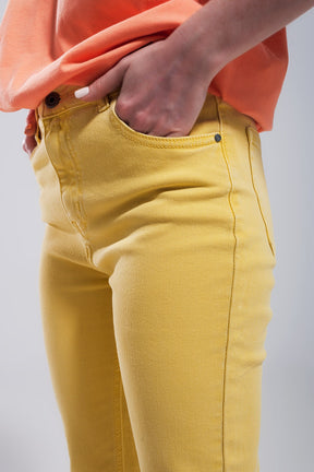 Jeans skinny in cotone elasticizzato giallo