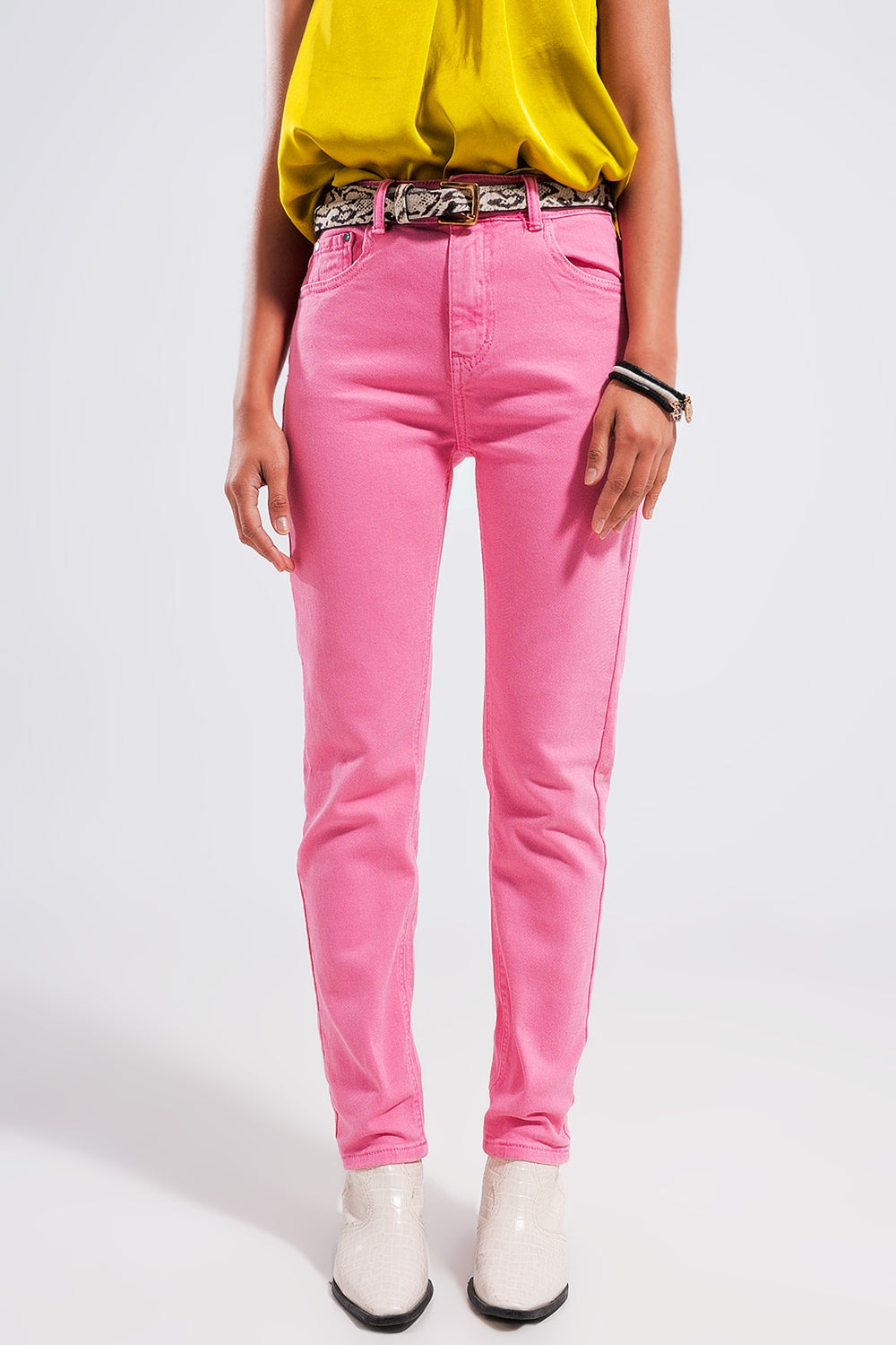 Jeans skinny in cotone elasticizzato rosa