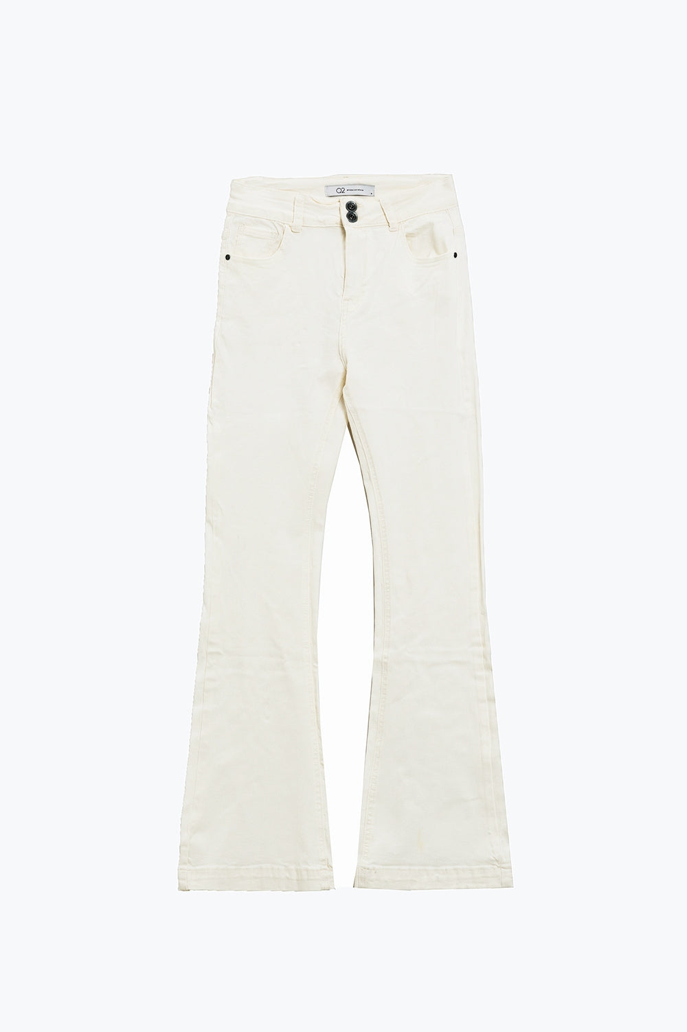 Jeans skinny svasati con doppio bottone in bianco