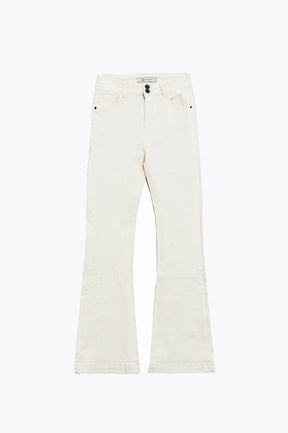 Jeans skinny svasati con doppio bottone in bianco