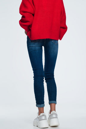 Jeans slim con dettaglio filo colorato