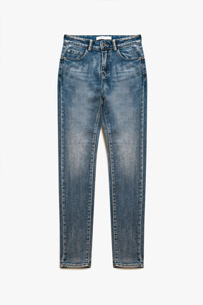 Jeans super skinny a vita alta in blu stonewash vintage