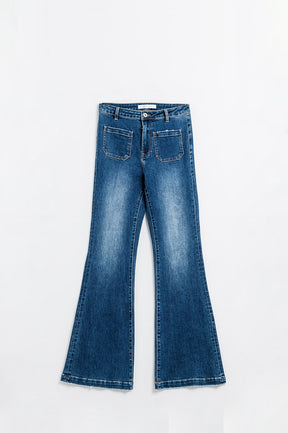 Jeans svasati blu scuro con tasche frontali