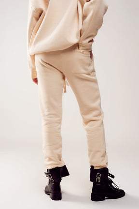 Joggers in cotone color crema