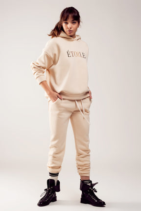 Joggers in cotone color crema