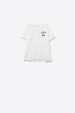 made in italy T-shirt bianca con grafica La Cerise Market Saint-Tropez