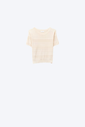 Maglia a righe testurizzate in beige