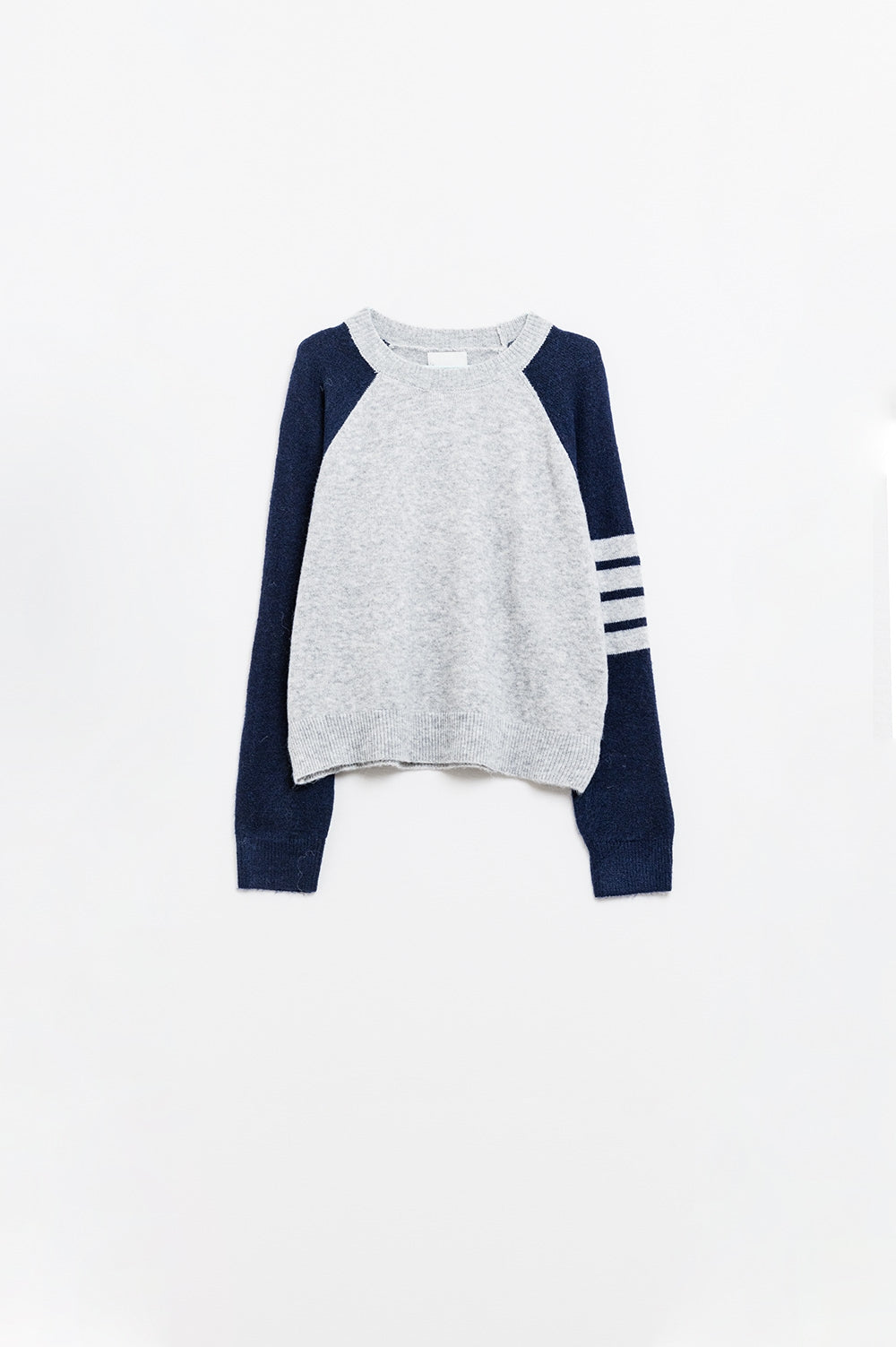 Maglia con maniche raglan bicolore in blu e grigio
