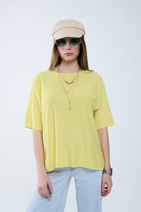 Maglia giallo oversize con maniche al gomito