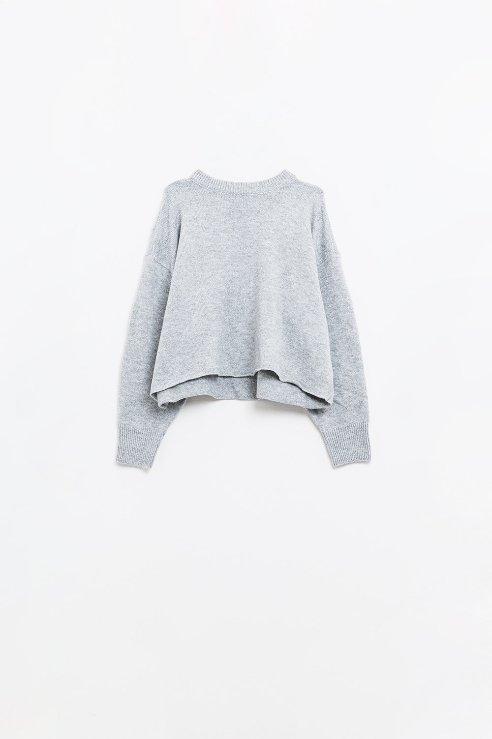 Maglia grigia a maglia morbida con maniche a palloncino