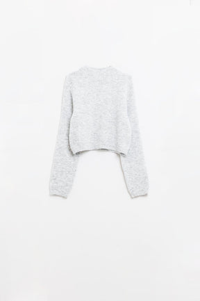 Maglia grigia con maniche lunghe e dettaglio posteriore aperto