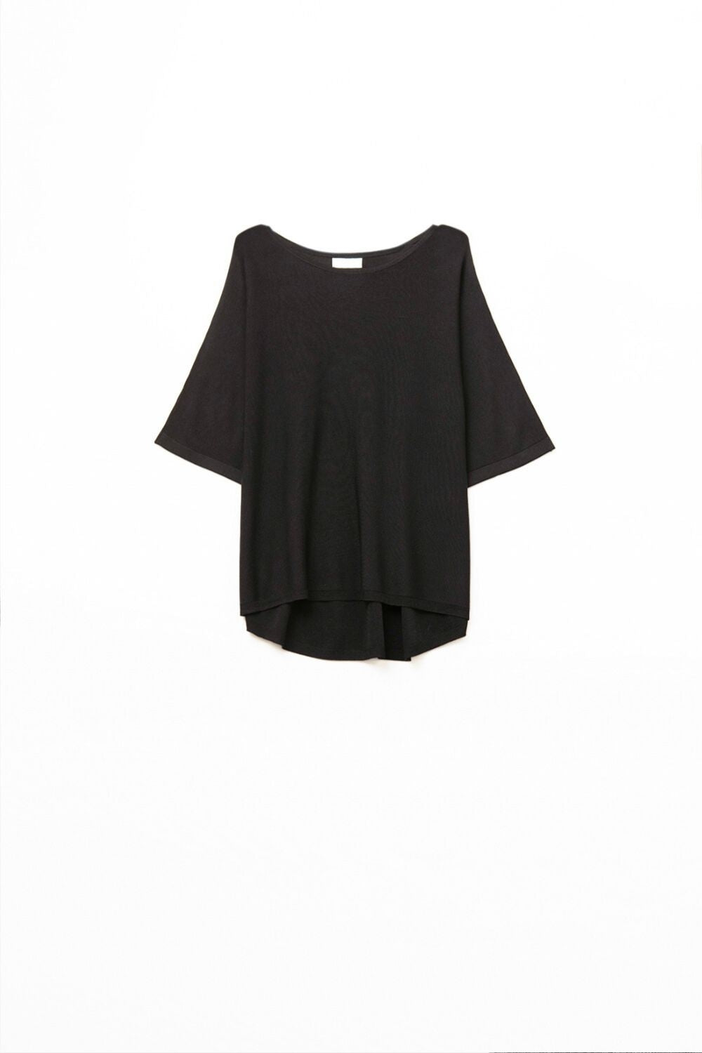 Q2 Maglia Oversize Nera con Maniche Fino al Gomito